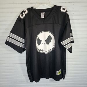 Nightmare Before Christmas  Black White Jack Skellington Football Jersey Sz 2XL